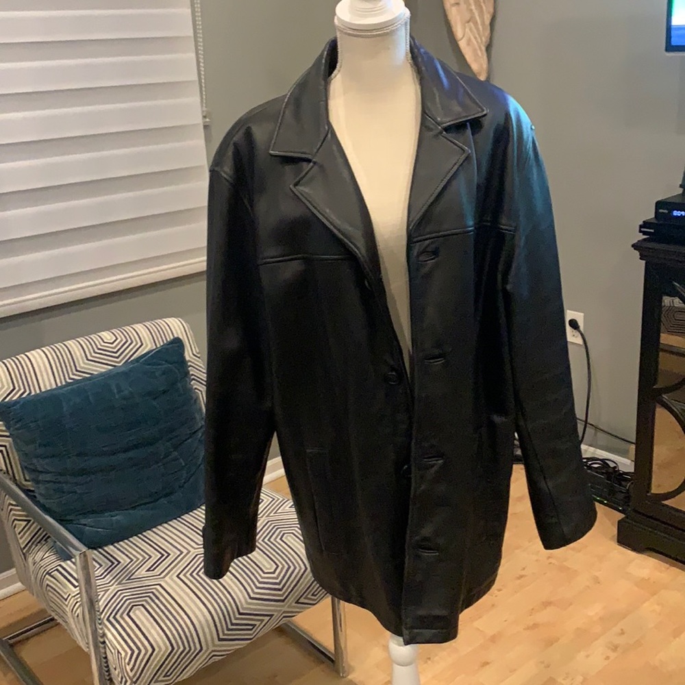 london fog men’s real leather jacket size large
